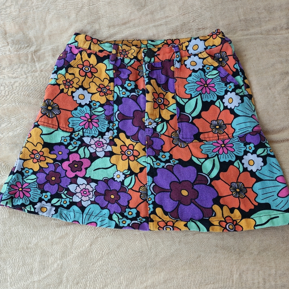 Floral Denim Skirt